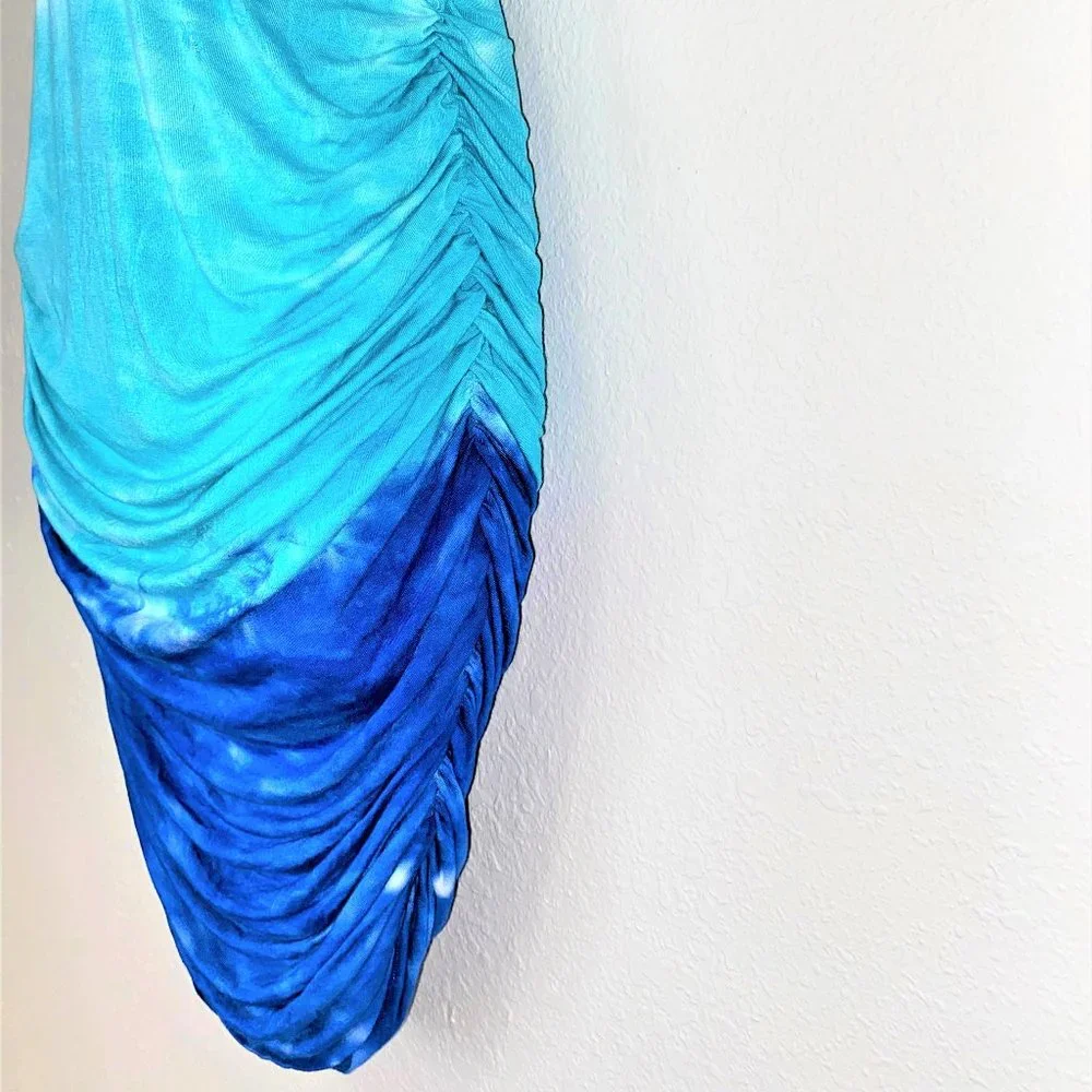 Venus Women's Bodycon Ruched Macrame Back Sleeveless Dress Blue Size S - Picture 6 of 16